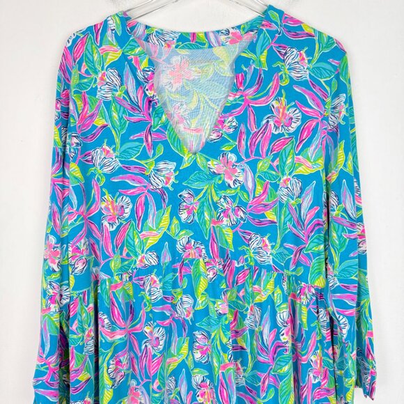 NWT Lilly Pulitzer Alaina Dress Formentera Turquoise Keep On Beleafing Size XL - Picture 3 of 12